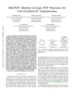 MeLPUF: Memory-in-Logic PUF Structures for Low-Overhead IC
  Authentication