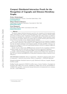 Compact Distributed Interactive Proofs for the Recognition of Cographs
  and Distance-Hereditary Graphs