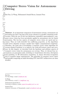 Computer Stereo Vision for Autonomous Driving