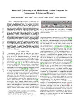 Amortized Q-learning with Model-based Action Proposals for Autonomous
  Driving on Highways