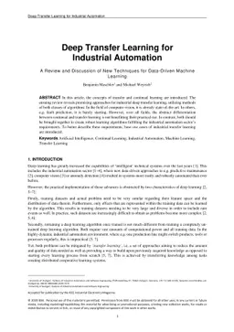 Deep Transfer Learning for Industrial Automation: A Review and
  Discussion of New Techniques for Data-Driven Machine Learning