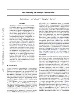 PAC-Learning for Strategic Classification