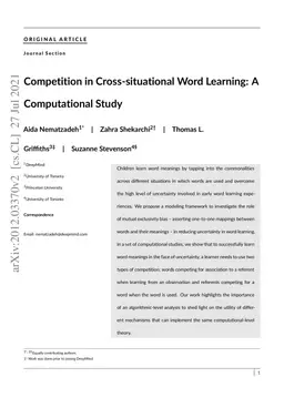 Competition in Cross-situational Word Learning: A Computational Study