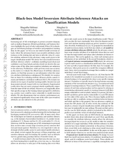 Black-box Model Inversion Attribute Inference Attacks on Classification
  Models