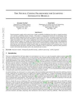 The Neural Coding Framework for Learning Generative Models