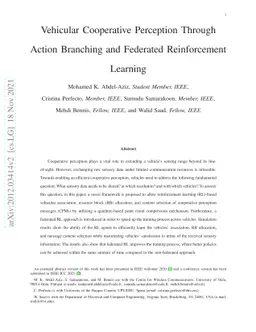 Vehicular Cooperative Perception Through Action Branching and Federated
  Reinforcement Learning
