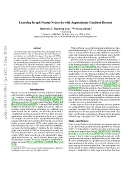 Learning Graph Neural Networks with Approximate Gradient Descent