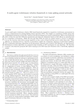 A multi-agent evolutionary robotics framework to train spiking neural
  networks