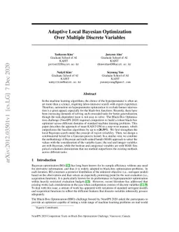 Adaptive Local Bayesian Optimization Over Multiple Discrete Variables