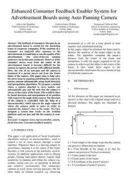 Enhanced Consumer Feedback Enabler System for Advertisement Boards using
  Auto Panning Camera