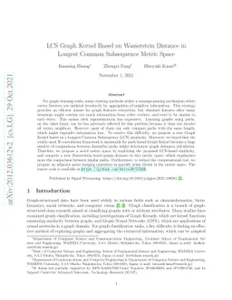 LCS Graph Kernel Based on Wasserstein Distance in Longest Common
  Subsequence Metric Space