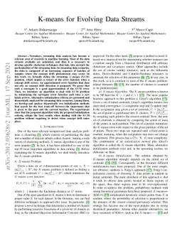 K-means for Evolving Data Streams