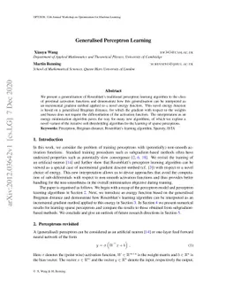 Generalised Perceptron Learning