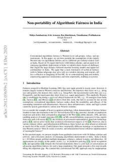Non-portability of Algorithmic Fairness in India