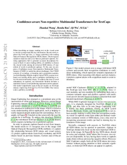Confidence-aware Non-repetitive Multimodal Transformers for TextCaps