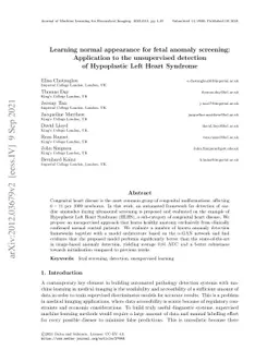 Learning normal appearance for fetal anomaly screening: Application to
  the unsupervised detection of Hypoplastic Left Heart Syndrome