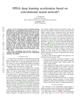 FPGA deep learning acceleration based on convolutional neural network
