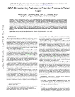 UNOC: Understanding Occlusion for Embodied Presence in Virtual Reality