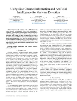Using Side Channel Information and Artificial Intelligence for Malware
  Detection