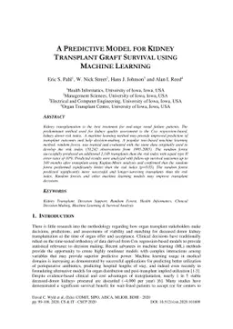 A predictive model for kidney transplant graft survival using machine
  learning