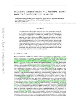 Matching Distributions via Optimal Transport for Semi-Supervised
  Learning