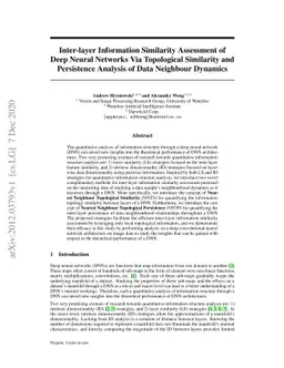 Inter-layer Information Similarity Assessment of Deep Neural Networks
  Via Topological Similarity and Persistence Analysis of Data Neighbour
  Dynamics