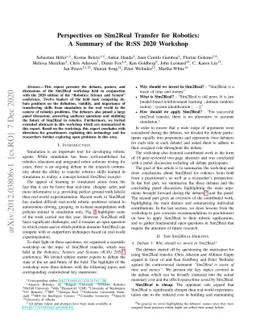 Perspectives on Sim2Real Transfer for Robotics: A Summary of the R:SS
  2020 Workshop