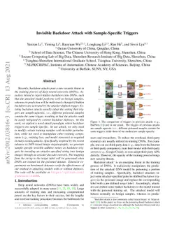 Invisible Backdoor Attack with Sample-Specific Triggers