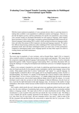 Evaluating Cross-Lingual Transfer Learning Approaches in Multilingual
  Conversational Agent Models