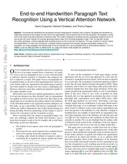 End-to-end Handwritten Paragraph Text Recognition Using a Vertical
  Attention Network