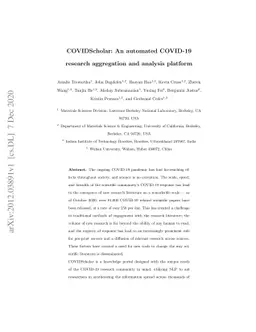 COVIDScholar: An automated COVID-19 research aggregation and analysis
  platform