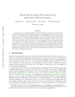 Sample-efficient proper PAC learning with approximate differential
  privacy