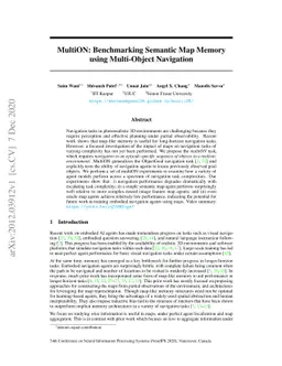 MultiON: Benchmarking Semantic Map Memory using Multi-Object Navigation