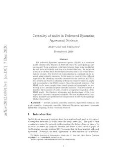 Centrality of nodes in Federated Byzantine Agreement Systems