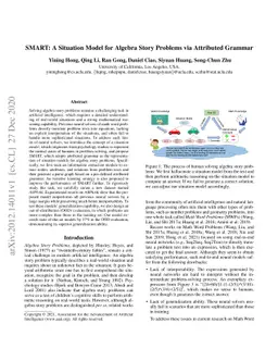 SMART: A Situation Model for Algebra Story Problems via Attributed
  Grammar