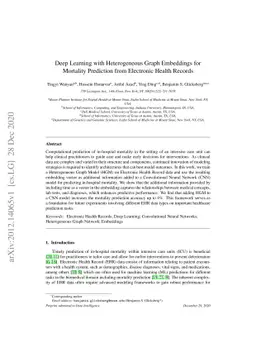 Deep Learning with Heterogeneous Graph Embeddings for Mortality
  Prediction from Electronic Health Records