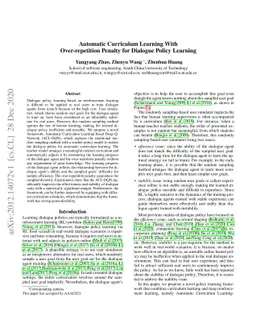 Automatic Curriculum Learning With Over-repetition Penalty for Dialogue
  Policy Learning
