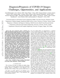 Diagnosis/Prognosis of COVID-19 Images: Challenges, Opportunities, and
  Applications
