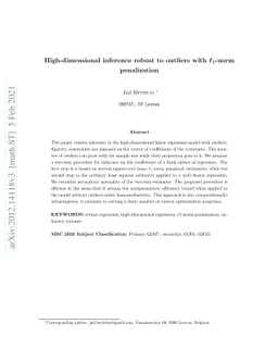 High-dimensional inference robust to outliers with l1-norm penalization