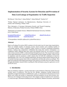 Implementation of Security Systems for Detection and Prevention of Data
  Loss/Leakage at Organization via Traffic Inspection