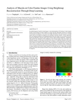 Analysis of Macula on Color Fundus Images Using Heightmap Reconstruction
  Through Deep Learning