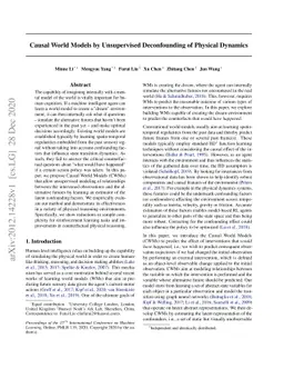 Causal World Models by Unsupervised Deconfounding of Physical Dynamics