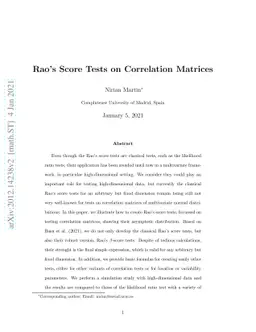 Rao's Score Tests on Correlation Matrices