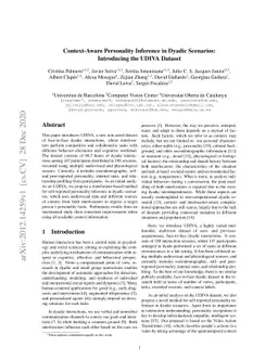 Context-Aware Personality Inference in Dyadic Scenarios: Introducing the
  UDIVA Dataset