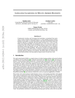 Lifelong Learning in Multi-Armed Bandits