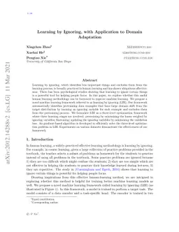 Learning by Ignoring, with Application to Domain Adaptation