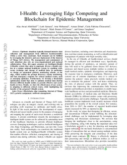 I-Health: Leveraging Edge Computing and Blockchain for Epidemic
  Management