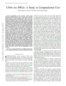 CNNs for JPEGs: A Study in Computational Cost