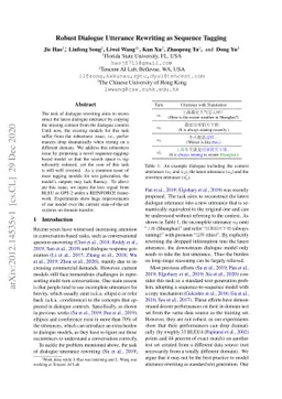 Robust Dialogue Utterance Rewriting as Sequence Tagging