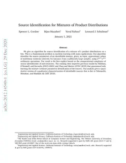 Source Identification for Mixtures of Product Distributions